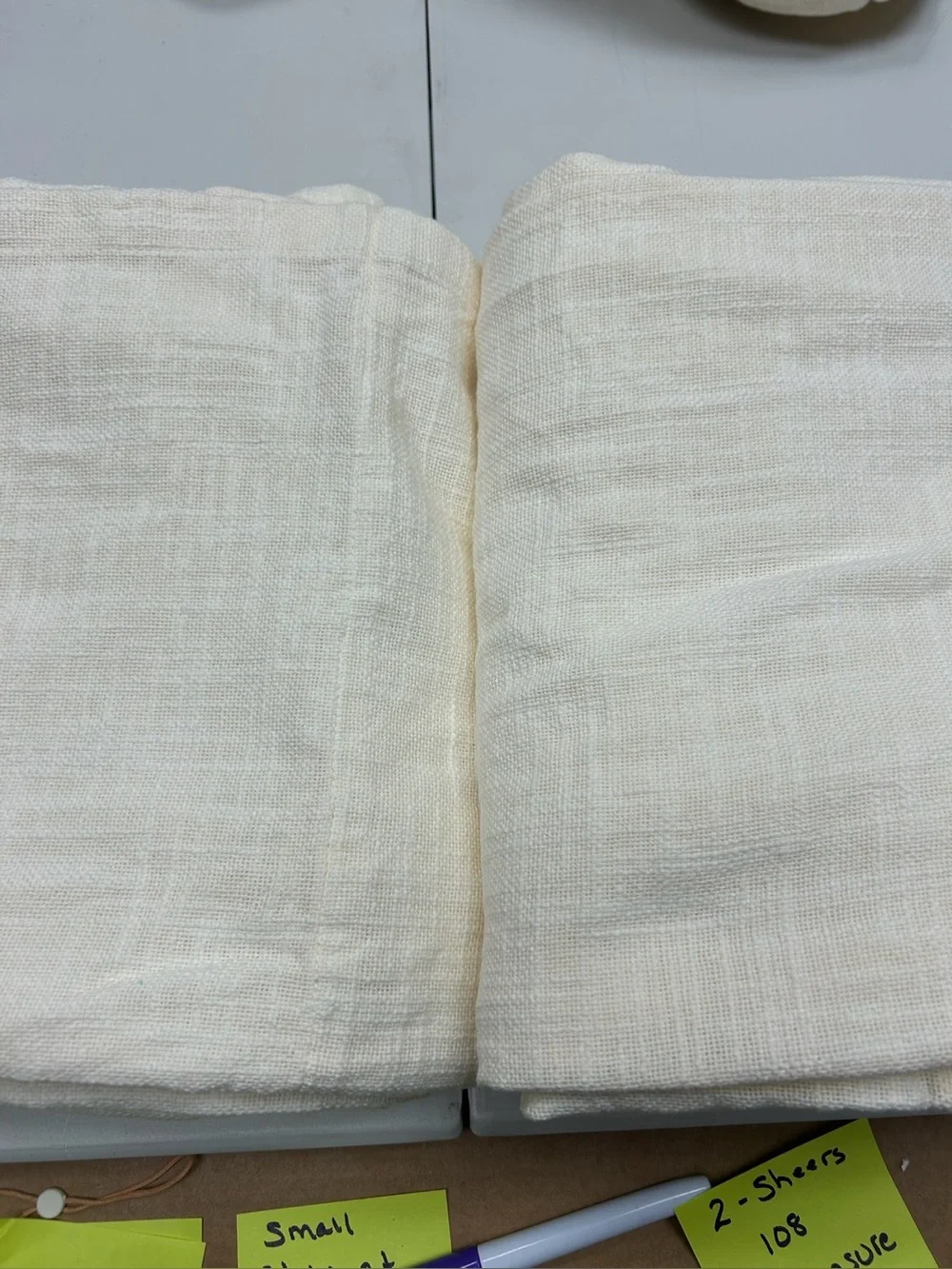 QUINCE Set Of 2 *48x95* Cotton Sheer Curtains Ivory 8954
